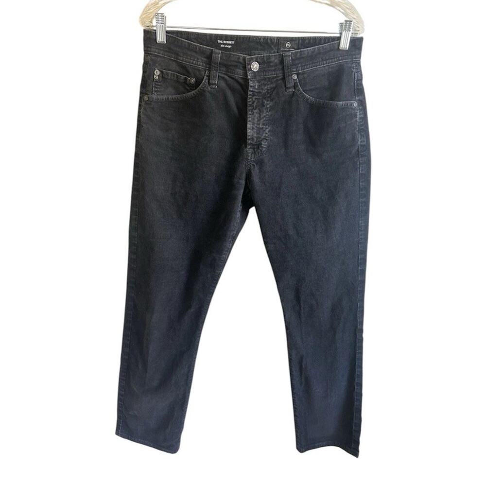 AG Adriano Goldschmied Everett Black Corduroy Pants Men 31x34 Actual 32x30